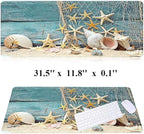 RTGGSEL 31.5x11.8 Inch Non-Slip Long Extended Large Gaming Mouse Pad with Stitched Edges XL Laptops Keyboard Mouse Mat(Starfish)
