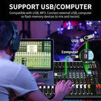 XTUGA 16 Channel Audio Mixer Sound Board Mixing Console, Audio Interface PC USB Bluetooth with 48V Phantom Digital Effect for DJ Live Recording Studio Karaoke(CT160)