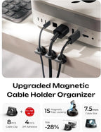 8 Pack Charging Cord Organizer [1S Snap-on] LISEN Magnetic Charging Cord Holder, Easy Open Cable Holder with Strong Adhesive, Cable Management Clips Neatly for Nightstand, Desk, Home, Office, Car
