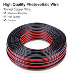 10 Gauge Wire 200FT Tinned Copper Wire-2 Conductor Parallel Wire Insulated Stranded Wire for Solar Panel Car Audio Automotive Low Voltage Electrical Wire for LED Lighting (10AWG 200FT)