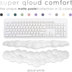 Qloud Cloud Wrist Rest Keyboard Wrist Rest for Computer Keyboard Pad, Cloud Keyboard Wrist Rest, Wrist Pad for Keyboard, Memory Foam, Non Slip Base, Comes with Mouse Pad - White