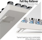 EWEADN TK100 Typewriter Style Wired Mechanical Keyboard, 104 Keys Aesthetic Typewriter Keyboard with White Backlit, Anti-Ghosting, Blue Switch Wired Cute Keyboards-White