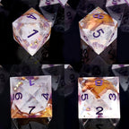 Haxtec DND Dice Set Rose Flower Sharp Edge Dice with Dice Case Handmade White Red Resin D&D Dice Set Purple Numbers for TTRPGs Compatible with Dungeons and Dragons Gifts