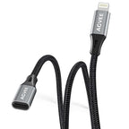 AGVEE 2 Pack 4 inch Lightning Extension Cable, Braided Female to Male Extender Full Function Cord Compatible with iPhone iPad, Data Sync Video Audio & Charging Connector Adapter, Dark Gray