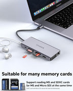 Getatek12-in-1 Docking Station with 4K HDMI,VGA,Ethernet,USB A 3.0 Data Port and USB C 5Gbps Port,100W PD Charging,SD/TF/MS Card Reader and 3.5MM Audior for MacBook, Acer, Laptops, Surface and More