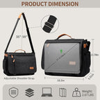 ESTARER Men's Messenger Bag 17.3 Inch Upgraded, Water-resistant Canvas Laptop Bag, Computer Shoulder Bag for College Travel Work, Dark Grey