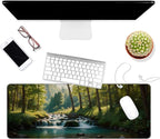 Dynippy Thin Extended Gaming Mouse Pad （31.5 * 11.8 * 0.08 inch） with Stitched Edges Large, Long XXL Keyboard and Mouse pad Desk Mat for Gaming Office & Home - Forest