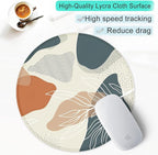 ITNRSIIET Round Mouse Pad with Stitched Edge Premium-Textured Waterproof Non-Slip Rubber Base Desktop Protection Mat Diameter 8.7 inches, Abstract Leaf