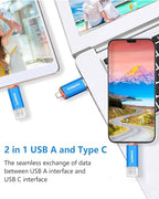 USB C Flash Drive 256GB Thumb Drive for Android Phone USB 3.1 Type-A & Type-C Dual OTG Photo Storage Memory Stick Compatible with PC Laptop Macs Smartphone Tablet