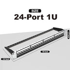 Jadaol 24 Port Shielded Patch Panel Rack or Wall Mount 19-Inch, 1U Cat6A Network Panel Preloaded with 24 Keystone Couplers Plus 1 Spare, 10Gbps Ethernet Panel with Cable Management & Back Support Bar