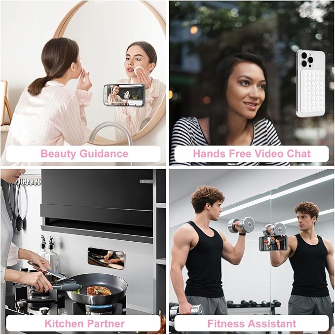1 Pack Silicone Suction Cup Phone Case Mount Double Sided, Phone Accessories Hands-Free Strong Grip Holder for Selfies and Videos, Silicon Phone Stand Sticky for iPhone and Android White