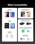 Belkin USB A to USB C Cable, 6.6ft, 15W - Type C Charger, iPhone Charger Cord, Soft, Braided, Flexible for iPhone 16 & 15, Galaxy S25, Pixel 9, iPad Pro, Airpods Pro, Switch & More - Black
