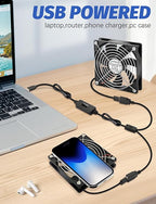 2 Packs AmRunJe 120mm x 25mm USB Cooling Fan 5V Brushless Dual Fan with Speed Controller for Computer Receiver DVR Xbox AV Cabinet Projector Router