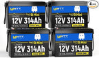 48V 314Ah (4 Packs) Mini LiFePO4 Lithium Battery with Bluetooth, Low-Temp Protection, 10000+ Deep Cycles, 16kWh Energy, for RV, Off-Grid, Solar Power System, Home Backup, Back up Power, Marine
