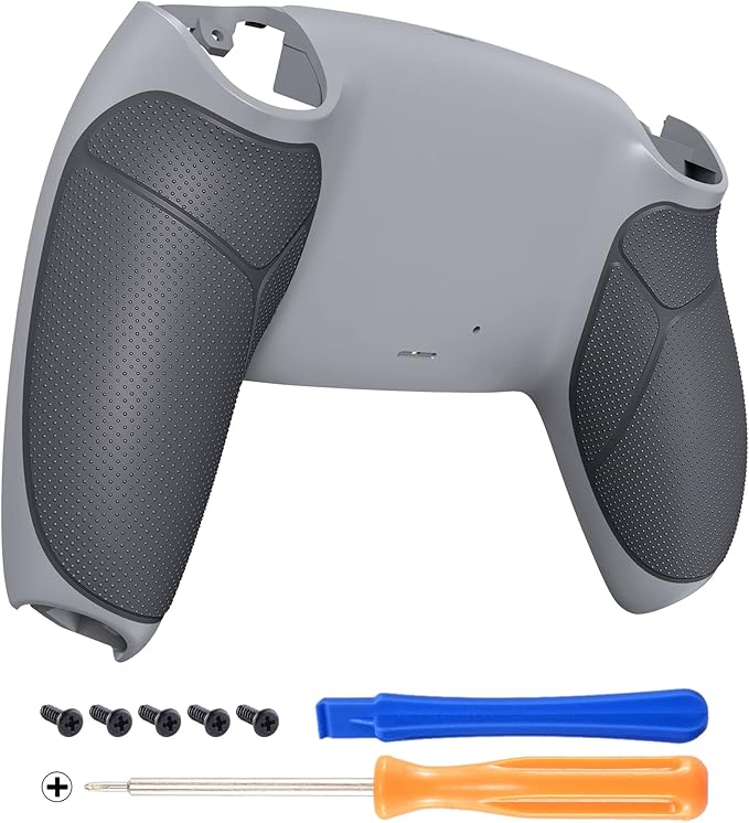 eXtremeRate New Hope Gray & Classic Gray Performance Rubberized Grip Custom Back Plate Bottom Shell Compatible with ps5 Controller, Replacement Back Shell Cover Compatible with ps5 Controller