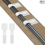 100pcs Hook and Loop Cable Ties, Sticky-Back Cable Straps, Cable Clip,Cord Organizer, Wire Management Household & Office Essentials (White)