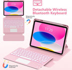 TaIYanG Touchpad for iPad A16 11th/10th Generation Case with Keyboard, 7 Color Backlit 360 Rotation Cover with Pencil Holder,Detachable Keyboard for iPad 11 inch 2025/10th Gen 10.9'' 2022 (Light Pink)