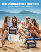 Speakers Bluetooth Wireless: 80W(Peak) Loud Speaker with Bass, 20H Playtime, IPX6 Waterproof, Large Jobsite Speakers for Work, Outdoor, Workshop, Garage, Portable Speaker with TWS (Pink)