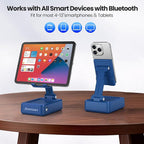 JTEMAN Cell Phone Stand with Bluetooth Speaker and Charging Function,Bluetooth Audio Power Bank Bracket,Birthday Gifts for Men Women,Kitchen Gadgets for Most Phones and Tablets-Blue
