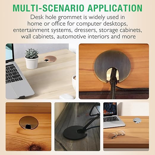 2 Pcs Desk Grommet 1-3/8" / 35 mm, Desk Cord Hole Cover, Cable Grommet Metal Zinc Alloy Materilal, Desk Hole Grommet for Home & Office Pc, Detachable Cable Cord Organizer-Copper Red