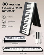 AiJoy 88-Key Piano Keyboard ASP-10F Electric Portable Folding Piano with Semi-Weighted Keyboard, Music Stand, Sustain Pedal, Handbag, USB MIDI Music Keyboard for Beginners, Black