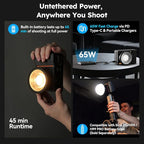 SIRUI C60X 60W Portable Photography Light, Ultra-Quiet 24.9dB & 0.53KG Compact Design, 2H Fast Charging, 13,000 Lux High Output, Bluetooth Control for Studio/Outdoor Video Lighting