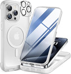 Miracase Magnetic for iPhone 15 Pro Max Case 6.7'' [Compatible with Magsafe] Full-Body Drop Proof Phone Case for iPhone 15 Pro Max with Built-in 9H Tempered Glass Screen Protector,Matte White