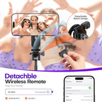 Magnetic Mini Phone Selfie Stick with 2 Fill Light, 360° Rotation Portable Phone Travel Tripod with Remote Control,Magnetic Chuck ＆ Clip Selfie Stick for iPhone Android TIK Tok/Live/Video Recording