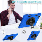 Case for iPad Pro 11 Inch 2022/2021/ 2020/2018: Silicone Cover for iPad 11 Inch 4th/ 3rd/ 2nd/ 1st/ Generation with Screen Protector- Stand- Handle- Shoulder Strap- Pencil Holder- Blue