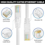 Cat5e Ethernet Cable 300 FT, Long Cat 5e Internet Cable, White Snagless Patch Cord, Flexible, Network, LAN, PoE, Standard RJ45 Connector for PC, Server, Router, Modem, TV, PS5 - with 15 Cable Ties