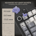 RK ROYAL KLUDGE L75 Gasket Mount Mechanical Keyboard w/Knob/Macro Keys & Touchable Nameplate, Tri-Mode 75% TKL Wireless Keyboard BT/2.4G/USB-C, Hot Swappable, Pro Software, Massive 8000mAh Battery
