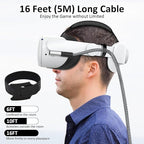 Link Cable 16FT VR Cable Compatible with Meta Oculus Quest 2/Quest 3S/Quest 3/Pro Pico, Nylon Braided Accessories and Gaming PC Steam VR, USB 3.0 Data Transfer Type C Cable, for VR Headset