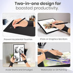 Digital Drawing Glove: 3-Layer Palm Rejection, Two-Finger Artist Glove for Drawing Tablet, iPad, Paper Sketching, Fits Left and Right Hand, Includes Cleaning Cloth (2-Pack, Medium, Black)