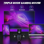 Redragon Wireless Gaming Mouse, Tri-Mode 2.4G/USB-C/Bluetooth Mouse Gaming, 12000 DPI, RGB Backlit, Fully Programmable, Rechargeable Wireless Computer Mouse for Laptop PC Mac, Black