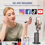 Auto Face Tracking Tripod, No App, Smart Shooting Phone Holder with Remote, 360° Rotation Body Phone Camera Mount with Phone Holder Body Smart Tracking Tripod for Vlog/TIK Tok, Rechargeable Battery