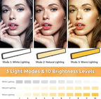 Video Conference Lighting with Tripod for Laptop&Computer -Webcam Light for Streaming-Zoom Lighting with 3 Dimmable Color & 10 Brightness Level for Self Broadcasting and Live Streaming
