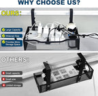 Large Under Desk Cable Management Tray - Heavy Duty Metal Cord Organizer with No Drill Installation for Office & Home Office Desks to Hide Wires & Power Strips (Black, XL)
