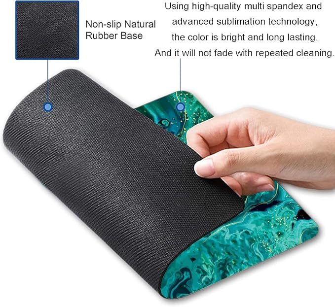 Mouse Pad, Green Marble Mouse Pad, Square Washable Cloth Personalized Mouse Mat with Design, Gaming Office Home Non-Slip Rubber Base Computer Mousepad