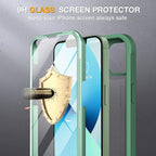Miracase Compatible with iPhone 13 Mini case 5.4 inch, 2023 Upgrade Full-Body Glass Clear Case Bumper Case with Built-in 9H Tempered Glass Screen Protector for iPhone 13 Mini, Acacia Green
