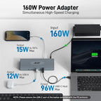 Acer Thunderbolt 4 Dock, 16 in 1 Quad Monitor DisplayLink Docking Station 40Gbps with 8K Display, 10Gbps Data Ports, 160W Power, 2.5G Ethernet, SD 4.0 Card Reader USB C Hub for MacBook, PC, Laptop