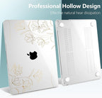 TWOLSKOO Compatible with M4 MacBook Air 15 inch Case 2025-2023 Released Model M4 A3241 M3 A3114 M2 A2941, Plastic Hard Shell & Screen Protector & Keyboard Cover & Trackpad Film, Florals X449