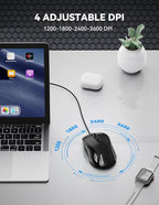 TECKNET Wired Mouse (Black)