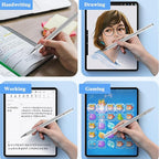 Stylus Pens for iPad, Luntak 3 in 1 Ballpoint Pen, Fiber Tip & Clear Disc Capacitive Stylus iPad Pencil for Apple iPhone/iPad Pro/Mini/Air/Android/Microsoft/Surface All Capacitive TouchScreen - Silver
