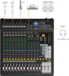 Audio Mixer Bluetooth G-MARK Professional Mixer Usb Interface Sound Board Console System 16 Channel Digital MP3 Computer Input 48V Phantom Power Stereo DJ 24-Bit SPX Effects Mixing Console