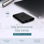 Transcend 1TB External SSD for iPhone/iPad/Mac/Windows/Android, PC/Laptop/Tablet/TV/Game Console, Portable Solid State Drive with One Touch Back up, One-Time Password Unlock, Type-A&Type-C Cables