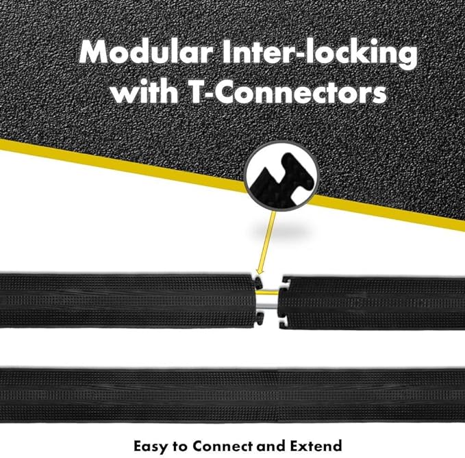 Kable Kontrol Drop Over Floor Cord Cover – 36” Inch Long 1 Channel Cable or Wire Protector – 20 Pcs Bulk Pack - Rubber Ramp for Indoor and Outdoor Use – Black