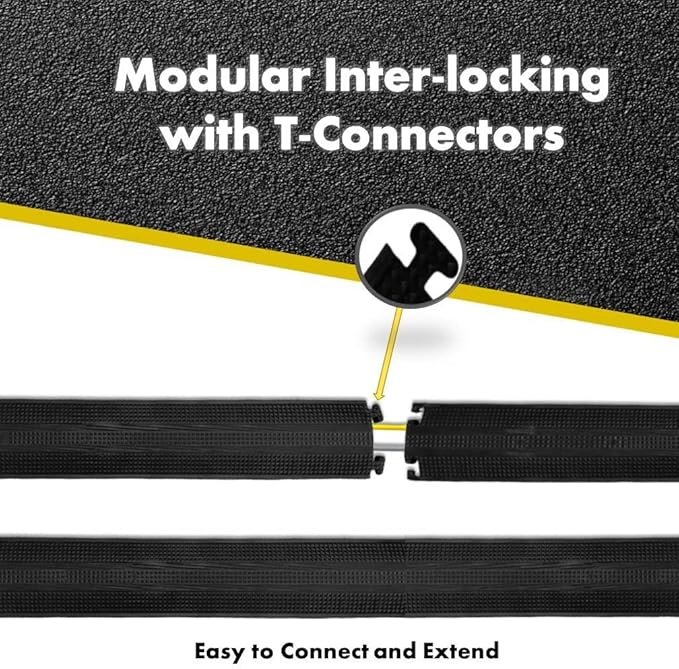 Kable Kontrol Drop Over Floor Cord Cover – 36” Inch Long 1 Channel Cable or Wire Protector – 60 Pcs Bulk Pack - Rubber Ramp for Indoor and Outdoor Use – Yellow