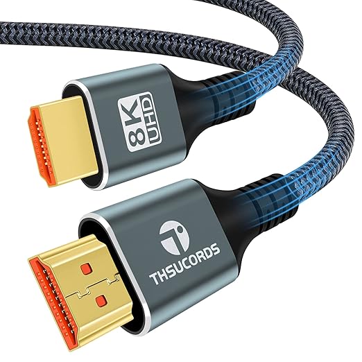 8K 4K HDMI Cable 1.6FT, High Speed Braided HDMI to HDMI 2.1 Cord Supports 8K@60Hz, 4K@120Hz 144Hz 48Gbps Compatible with Roku TV/PS5/HDTV/Blu-ray