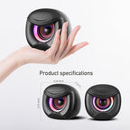 USB Powered Computer Speakers with RGB Colorful Lighting 2.0 Stereo Sound System, Headphone Jack, Plug and Play, Works with PC/Laptop (USB-C Adapter Included)