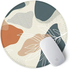 ITNRSIIET Round Mouse Pad with Stitched Edge Premium-Textured Waterproof Non-Slip Rubber Base Desktop Protection Mat Diameter 8.7 inches, Abstract Leaf